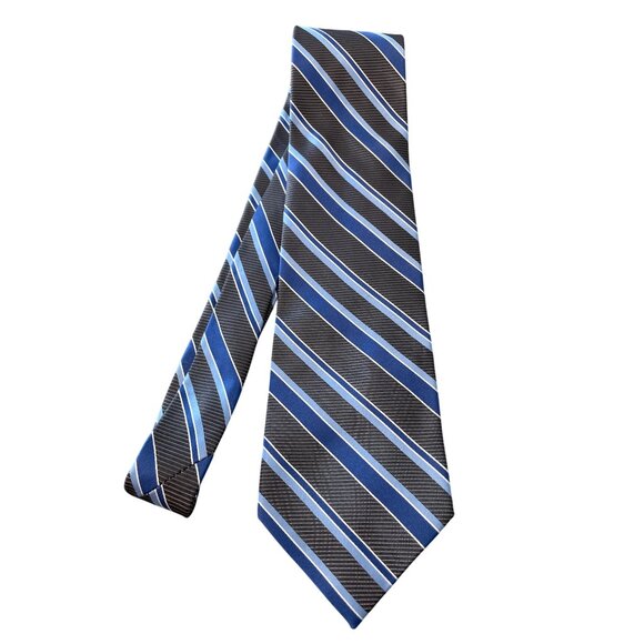 Stafford Silk Neck Tie Blue Gray Stripe Pattern Professional Career Office - Picture 1 of 5
